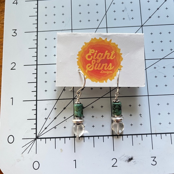 Glass heart drops with African Turquoise earrings - Picture 4 of 4